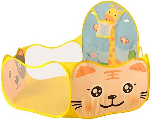 MaxMaxi Portable Cute Hexagon Polka Dot Kids Playpen Ball Pit Indoor and Outdoor Easy Folding Play House Children Toy Play Tent with Tote Bag (47.2" Yellow)