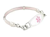 N-Style ID Medical Alert Bracelet for Women | Lymphedema Alert Left Arm | Other Conditions Available | Chapel Cable, Pink, 7.75
