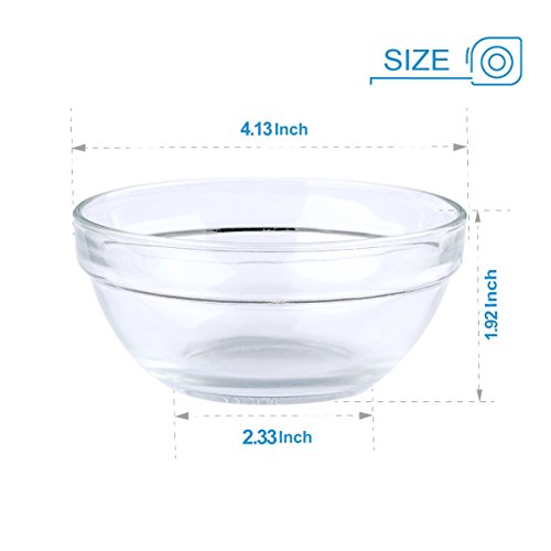 Maredash Mini Bowls 4 Inch Glass Bowls for Kitchen Prep, Dessert, Dips