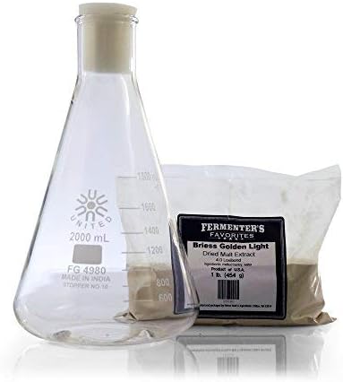 Fermenter’s Favorites Borosilicate Erlenmeyer Flask 2000 Ml Yeast Starter Kit