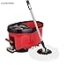 IKAYAA Easy Wring 360 Rolling Spin Mop with 2 Microfiber Mop Heads, Foot Pedal Floor Mop Bucket Set