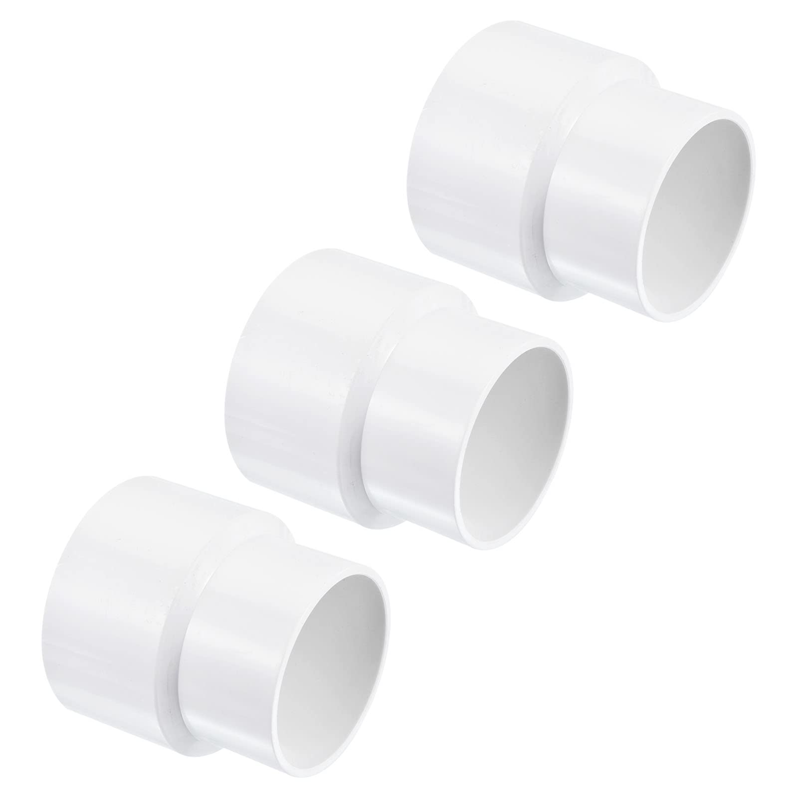 PATIKIL PVC Reducer Pipe Fitting 90mm to 75mm ID, 3 Pack Straight Coupling Adapter Connector, White — image 1