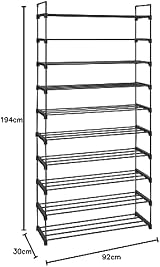 SONGMICS 10-Tier Shoe Rack Storage Organiser Black LSA10BK 30x94x206 cm view 2