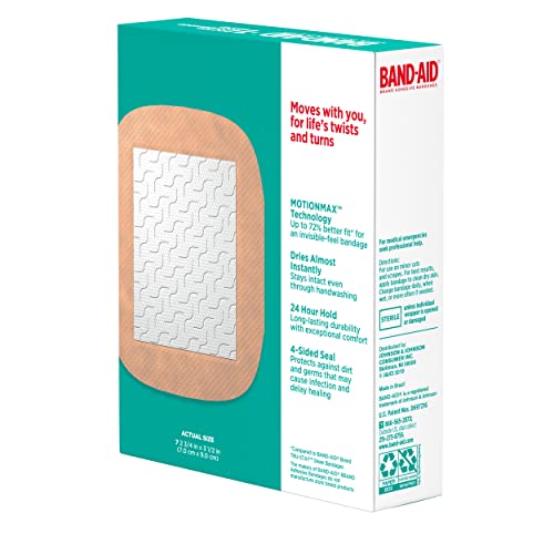 BAND-AID BRAND SKIN-FLEX ADHESIVE BANDAGES FOR FIRST AID AND WOUND CARE OF MINOR CUTS AND SCRAPES & BURNS, FLEXIBLE STERILE BANDAGES FOR FINGERS & KNEES, EXTRA LARGE, ALL ONE SIZE, 7 CT