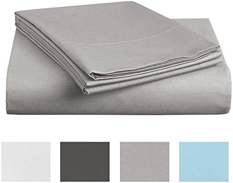 400 Thread Count 100% Cotton Duvet Cover Set, Durable and Fade Resistant, Ultra Soft, Zipper Closure, King/Cal-King, Silver Solid