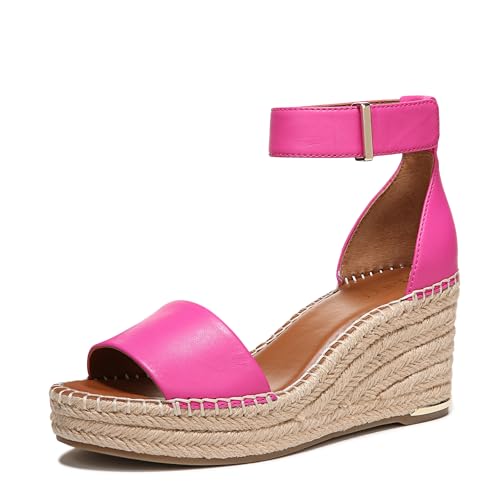Franco Sarto Womens Clemens Jute Wrapped Espadrille Wedge Sandals Fuxia Pink Le…