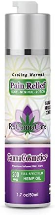 RxCannaCare Cooling Warmth Pain Relief Cream: 200 mg Full Spectrum Hemp Oil Infused Topical Pain Lotion w/Terpenes – 1.7oz/50ml