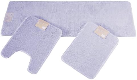 3 Piece Non-slip Memory Foam Bathmat Set (20x24"+17x23"+20x64") (Blue Grey)