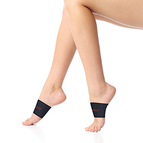 Arch Compression Sleeve - Plantar Fasciitis Support - Flat Feet Elastic Copper Bandage Foot Brace for High, Low, Fallen Arches, Heel Pain Relief, Running for Men, Women (Red Logo, Large)