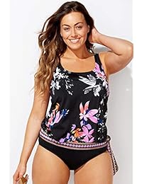 Trajes de baño para todas las damaes tamaño grande floral Bluson Tankini parte superior