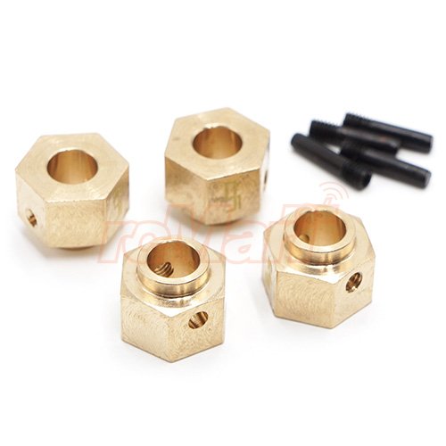 thumbnail image 2 of 1/18 TRX4M Brass Wheel Hub Adapters - Gold Hex Upgrades For Bronco & Defender RC Crawlers 2 of 14