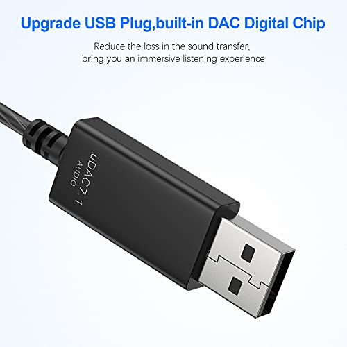 USB Headphones for Computer, PC Gaming Wired Stereo HiFi Semi In Ear Earphones PC USB Earphones with Microphone Noise Cancelling Volume Control for PS 4/Mac/Laptop/Chromebook/for PS 5/Windows