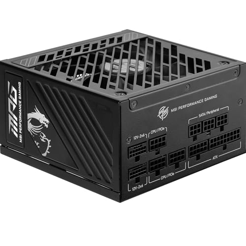 MSI MPG A850GS PCIE5 Alimentatore, spina EU, 850W, certificato 80 Plus Gold, ATX 3.1, compatibile PCIe 5.1, due cavi nativi 12V-2x6 con connettori bicolore, ATX