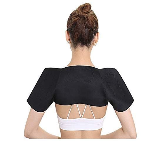 Double Shoulder Support Brace,Warm Self-Heating Shoulder Pads Breathable Neoprene Shoulder Pad Pain Relief Compression Shoulder Sleeve Wrap Office Home Soft Comfortable Shoulder Protector