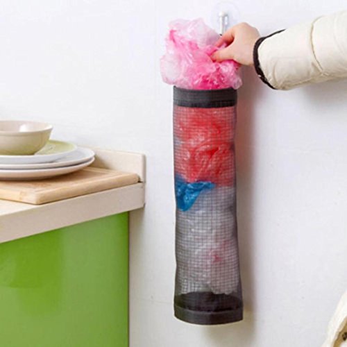 Clearance Sale!DEESEE(TM)Home Grocery Bag Holder Wall Mount Storage Dispenser Plastic Kitchen Organizer (Black)