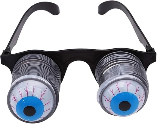 Pop Out Eye Glasses With Wobbly Eyes on Springs - Novelty Halloween Carnival Party Plastic Joke Horror Shock Toy Sunglasses - Gags and Practical Joke Toys
