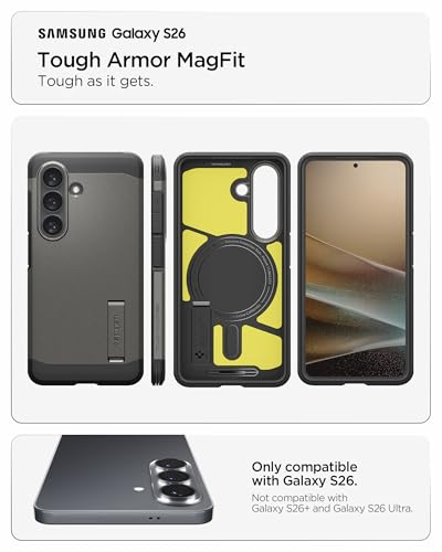 Spigen Tough Armor MagFit for Samsung Galaxy S26 case cover [MagSafe Compatible] - Gunmetal