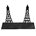 Bookends, Non Skid Heavy Metal Durable Sturdy Strong Books Organizer, Eiffel Tower Bookshelf Decor for Bedroom Library Office School Supplies Stationery Gift by COOLGUY (Black)