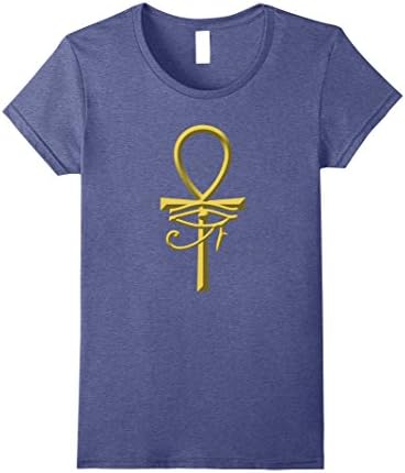Womens Egyptian Eye of Ra Shirt with Ankh Small Heather Blue