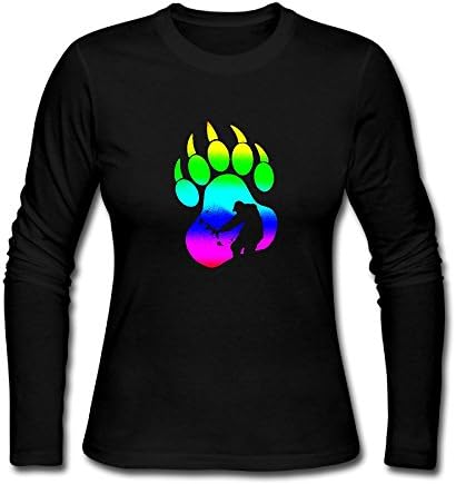 Women Bow Hunter Bear Claw Long Sleeve Athletic Cotton Crew Neck T-Shirt