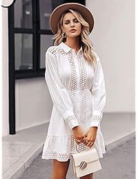 Minivestido de manga larga con cuello en V y manga corta de verano de Zandiceno para mujer