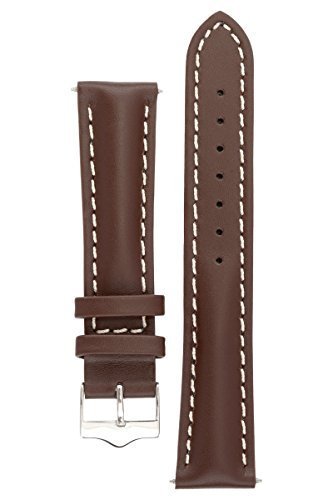 Signature Racing Coffee 24 mm Watch Band. Replacement Watch Strap. Genuine Leather. Silver Buckle