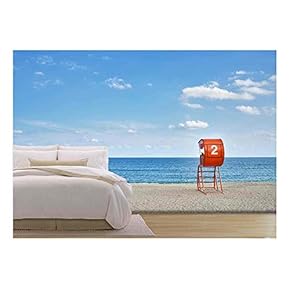 Lifeguard Tower and Sandy Beach - Removable Wall Mural | Self-Adhesive Large Wallpaper - 66x96 inches