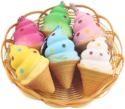 9CM Random Colorful Ice Cream Cell Phone Straps Squishy Kawaii Bread Charms