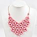 Jane Stone Pink Fashion Necklace Tessellate Necklace Net Statement Beaded Jewelry Bib Jewellery for Women Party Gift(Fn0511-Pink)