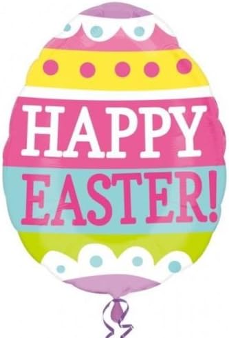 Happy Easter Springy Easter Egg Shaped Supershape Foil Balloon