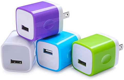 Wall Adapter, Sicodo 4-Pack Universal 1A USB Home Travel Wall Plug Charger Cubes for iPhone 7, 7 Plus, 6 Plus, 6s Plus, Tablet, Samsung Galaxy S8 Plus, S7 Edge, HTC, Nokia, LG, Sony and more