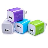 Wall Adapter, Sicodo 4-Pack Universal 1A USB Home Travel Wall Plug Charger Cubes Compatible iPhone 7,7 Plus,6 Plus,Tablet,Samsung Galaxy S8 Plus,S7 Edge,HTC,Nokia,LG,Sony More