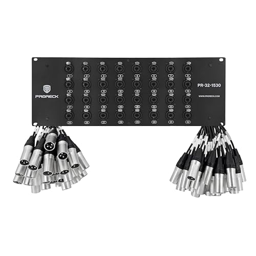 PRORECK Rack-Mount TRS XLR Combo Splitter Snake Kabel, geeignet für Live, Aufnahmen, Bühne, Studio (4,5 m x 9,2 m - 32 Kanäle) PR-32-1530, 4U