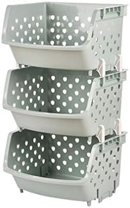 3-piece Set Storage Stacking Basket Plastic Stand Vegetable Fruit Food Storage Rack for Kitchen Bathroom Livingroom(35.52366.5cm) (color : #3)