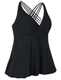 Bañador para dama con espalda cruzada, diseño de flores, ropa de baño modesta