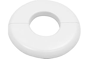 CAcoverVA 1 Pack Wall Split Flange for 1.3 Inch/33mm OD Pipe ABS Escutcheon Plate Self-Adhesive Round Plumbing Cover Plates for Water Pipe Faucet Decoration, White