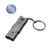 Viriber Stainless Steel Double Tubes Whistle High Decibel Outdoor Life-Saving Emergency Whistle