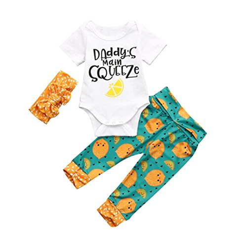 image for Aritone - Baby Romper Infant Baby Boys Girls Cotton Blend Letter Lemon