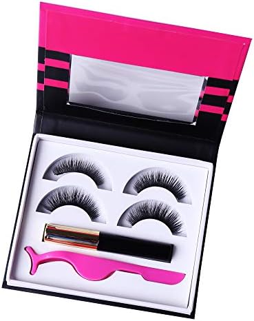 CARETHYS Upgraded Magnetic Eyeliner Eyelashes Kit, Waterproof Magnetic Liquid Eyeliner With 3 Pair Long Thin Magnetic False Eyelash,Natural Look,With Tweezers (2 Pair)