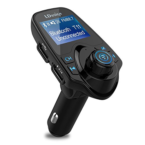 Bluetooth FM Transmitter, LDesign Universal Wireless Radio Transmitter Car Kit with USB Charging Music Controls & Hands-Free Calling (Black)