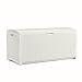 Suncast 99 Gallon Wicker Horizontal Outdoor Deck Box with Hinged Lid, Water-Resistant Storage Solution for Patio, Deck, Yard, and Garage, White, Made in the USA