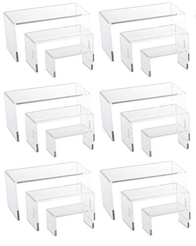 888 Display USA 18 Piece Clear Acrylic Jewelry Display Risers Showcase Fixtures Bakery Shop Medium Riser Set - Thumbnail 5