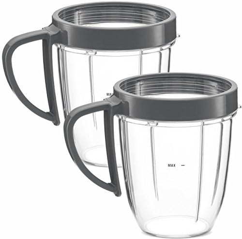 NUTRiBULLET 18-Ounce Cups with Handel and Screw-Off Lip Ring by NutriGear (Pack of 2) | NutriBullet Replacement Parts & Accessories | Fits NutriBullet 600w and Pro 900w Blender