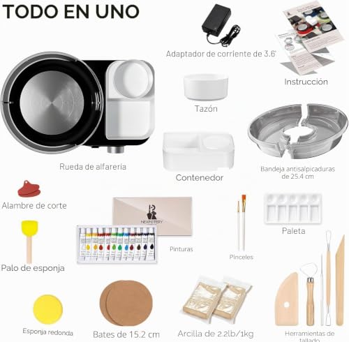 Innofans Electric Ceramic Lathe for Beginners and Professionals – Complete Ceramic Kit for Home with 1 kg Clay, 0-200 RPM and Accessories, Pottery Machine for DIY Projects