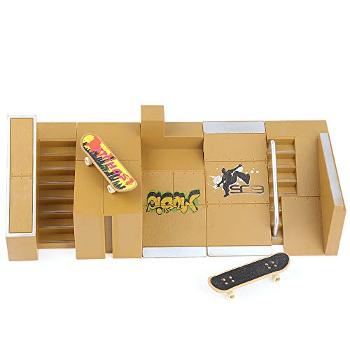 AODD Finger Board Skate Park Kit, 5pcs Skate Park Kit Ramp Parts, Mini Finger Skateboard Fingerboards Ultimate Parks with2 Pcs Finger Boards, an Indoor Sport Suitable for All Ages - Thumbnail 5