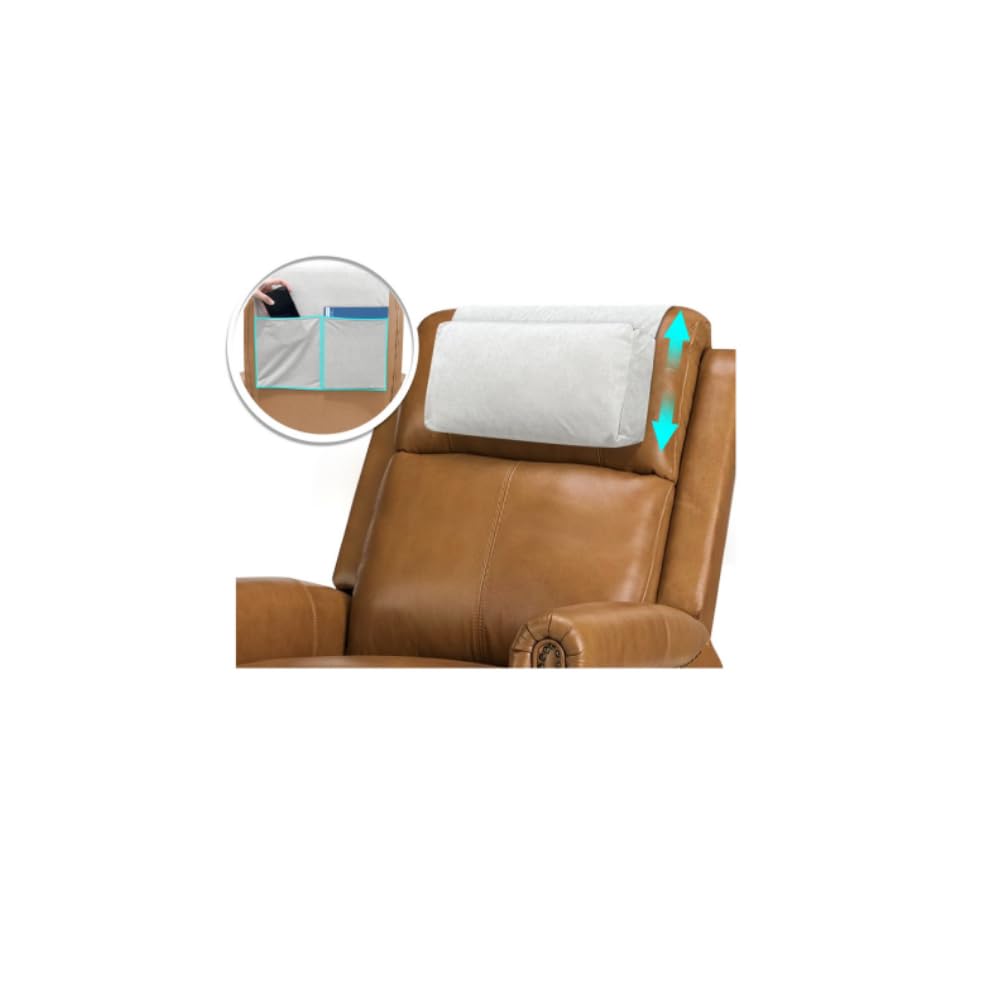 Recliner Pillow for Headrest, Neck and Head Pillow for Recliner Chair, Neck Support Pillow for Chair Head Rest, Couch Neck Pillow Headrest Cushion for Pain Relief, Cervical Support with Storage Pocket