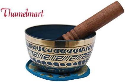 5 inch EtchingThroat Chakra Tuning-Note G-Color Blue-singing bowl made in Nepal