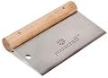 Pizzacraft 6" x 3" Hardwood Handled Pizza Dough Scraper and Cutter (Stainless Steel) - PC0207