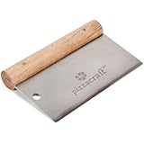 Pizzacraft 6" x 3" Hardwood Handled Pizza Dough Scraper and Cutter (Stainless Steel) - PC0207