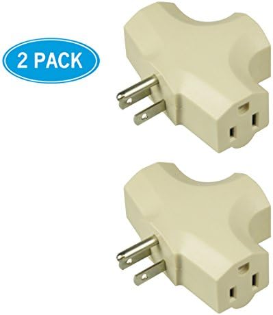 HomeHopes 3 Outlets Power Socket Adapters, T-shaped(2 PK,Creamy-white)